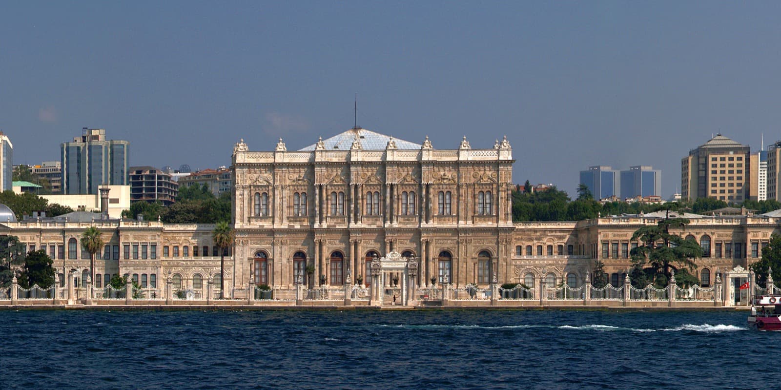 Dolmabahce Palace seen from the Bosphorus in Besiktas, Istanbul