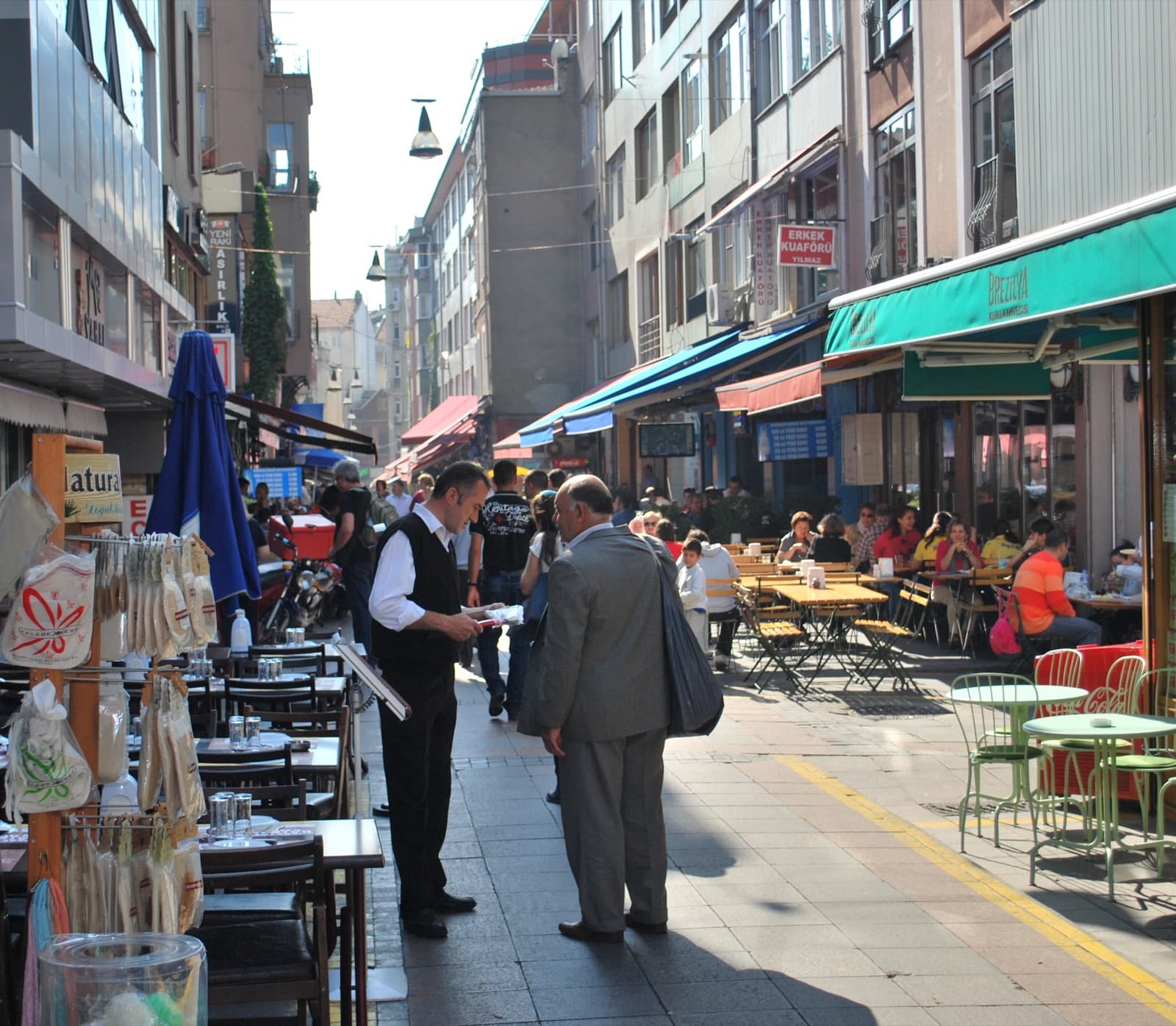 Shoppers on Guneslibahce Street in the Kadikoy market district, Istanbul