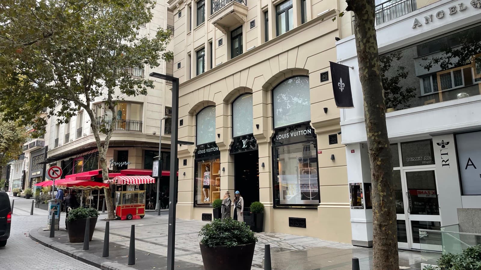 Abdi Ipekci Avenue with shops and apartment blocks in Nisantasi, Sisli, Istanbul
